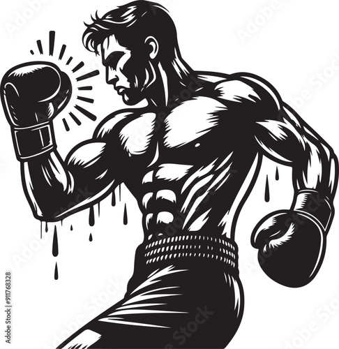 Boxer black silhouette vector illustration