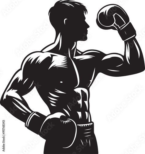 Boxer black silhouette vector illustration