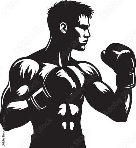 Boxer black silhouette vector illustration