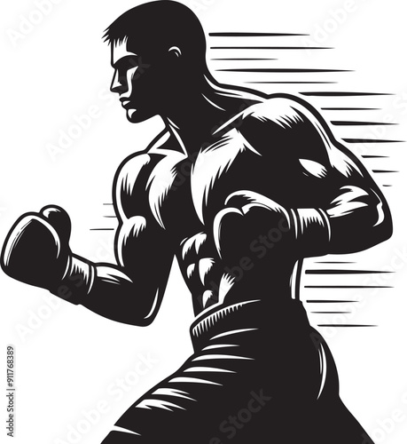 Boxer black silhouette vector illustration