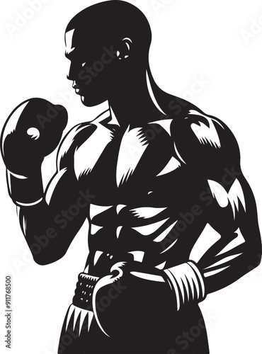 Boxer black silhouette vector illustration