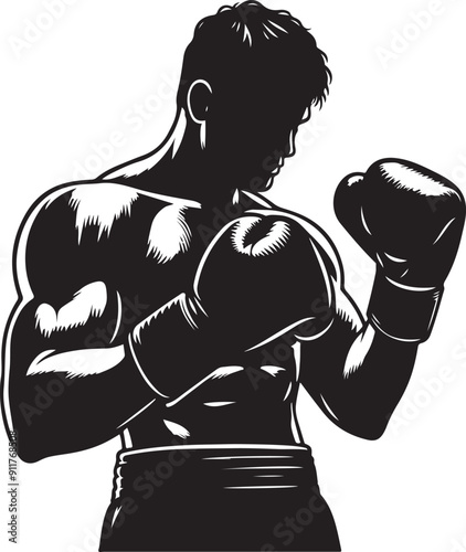 Boxer black silhouette vector illustration