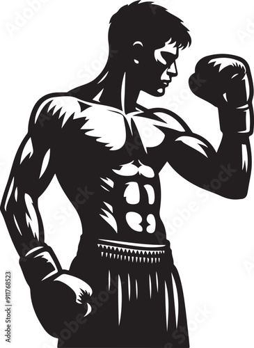 Boxer black silhouette vector illustration