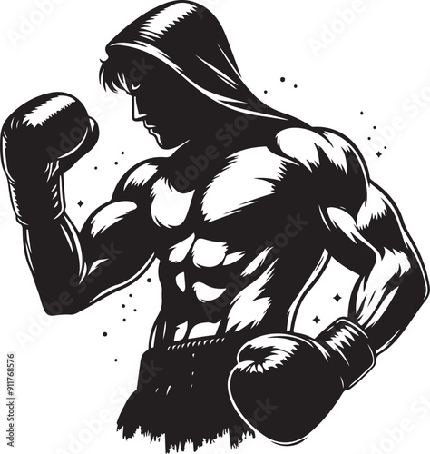 Boxer black silhouette vector illustration
