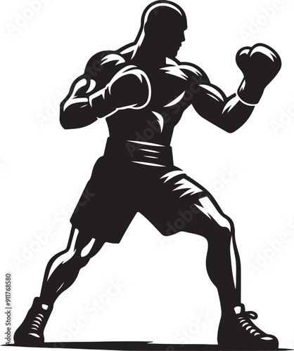 Boxer black silhouette vector illustration