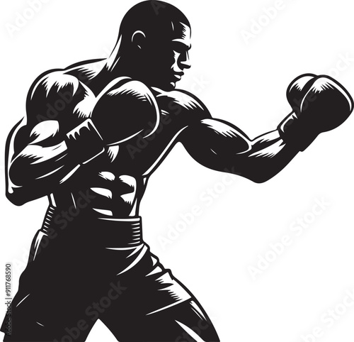 Boxer black silhouette vector illustration