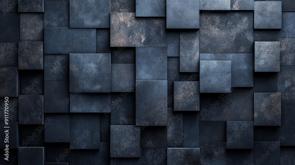 A black and white photo of a wall made of square tiles
