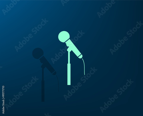 Vector dark color icon with shadow on blue background
