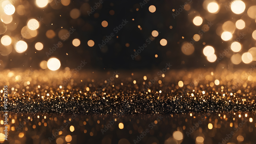 Gold glitter bokeh background with sparkling light, abstract defocused texture. Generative AI Gold glitter bokeh background with sparkling light, abstract defocused texture. Generative AI