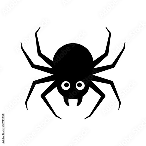 Spider icon. Black silhouette. Top front view. Editable strokes. Vector simple flat graphic illustration. Isolated object on white background. Isolate.
