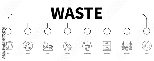 waste banner web icon vector illustration concept