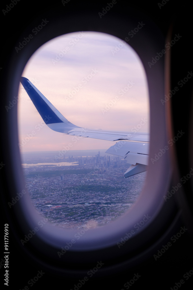 Aerial New York City at sunset