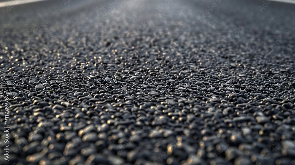 Road surface with fine dark gravel under soft lighting Road surface with fine dark gravel under soft lighting