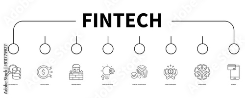 fintech banner web icon vector illustration concept