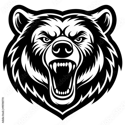 Angry Bear Sticker on White Background