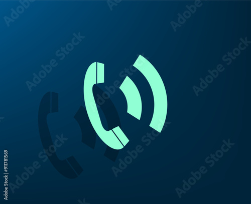 Vector dark color icon with shadow on blue background