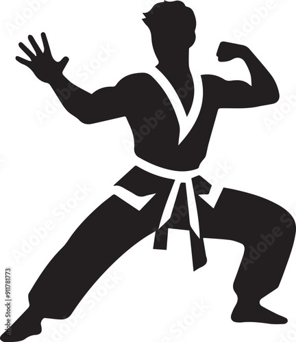 karate kung fu vector silhouette illustration