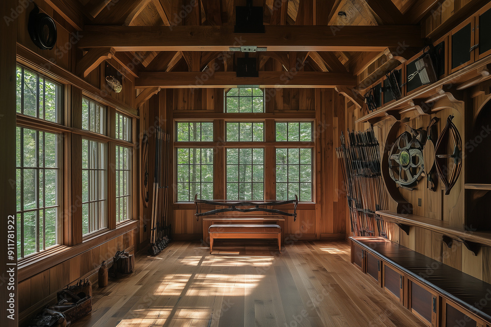 Forest Sanctuary: A Retreat with Sturdy Mahogany Bow Racks Forest Sanctuary: A Retreat with Sturdy Mahogany Bow Racks