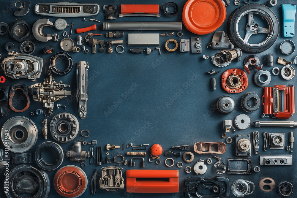 Automotive Enthusiasm: An Edge Trimmed with Car Model Parts Automotive Enthusiasm: An Edge Trimmed with Car Model Parts