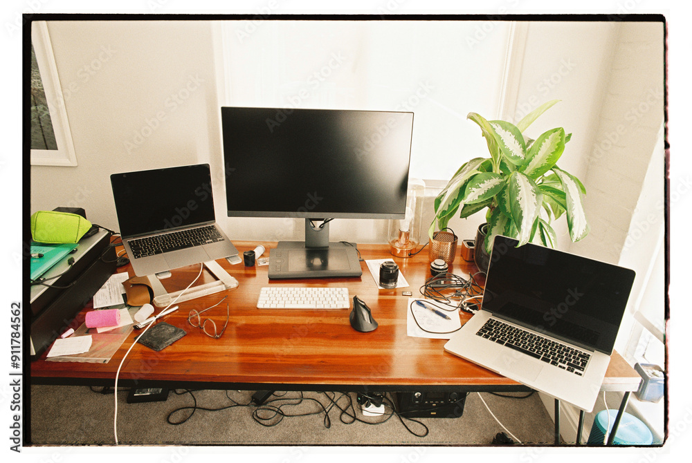Messy home office desk Messy home office desk