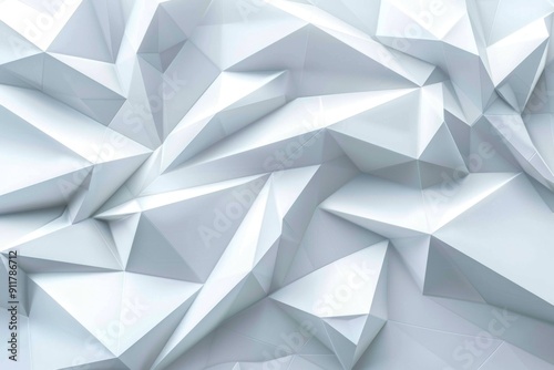 A collection of white origami paper triangles arranged on a white background