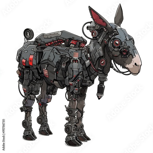 Mule Cyberpunk animal fashion cartoon isolated whitebackground 16:9