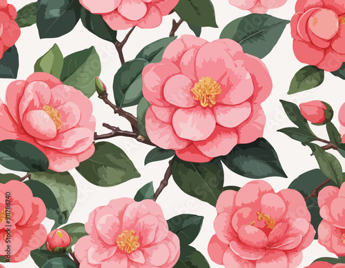 Camellia Flower and Buds