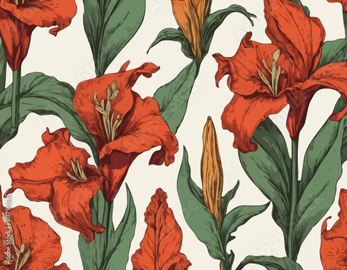 Antique engraving illustration: canna lily
