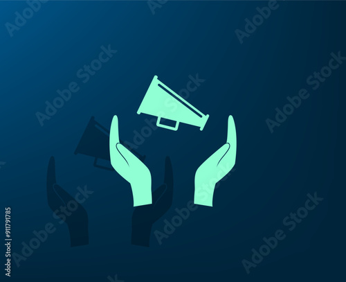 Vector dark color icon with shadow on blue background