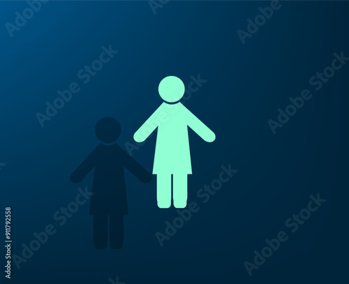 Vector dark color icon with shadow on blue background