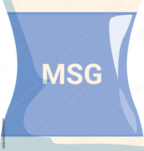 Blue msg packaging standing up, a common food additive used to enhance flavor