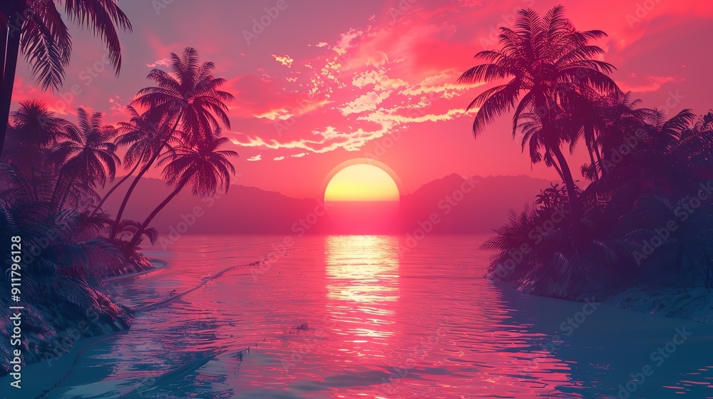 Sun 80s in Retro Style: Retro Sunset Collection Sun 80s in Retro Style: Retro Sunset Collection