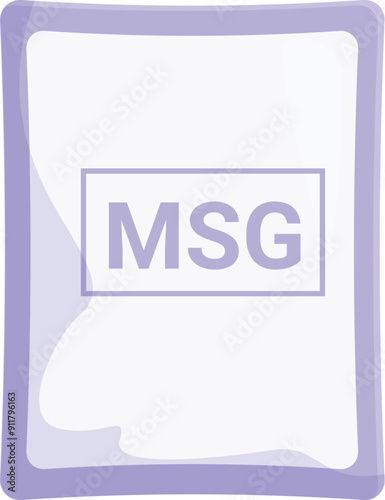Cartoon msg monosodium glutamate food additive package icon representing an important ingredient in many cuisines