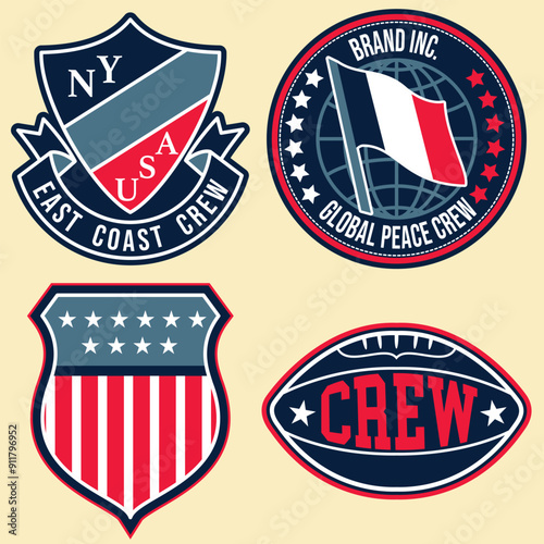 Made in USA. American manufactured emblem. Pride United States national badge.