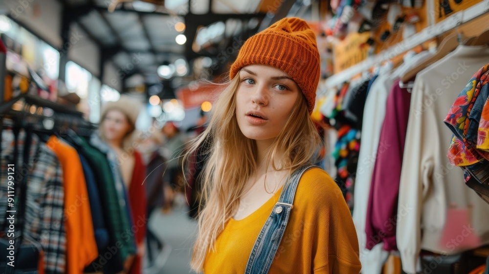 Young Woman Shopping for Clothes in a Store Young Woman Shopping for Clothes in a Store