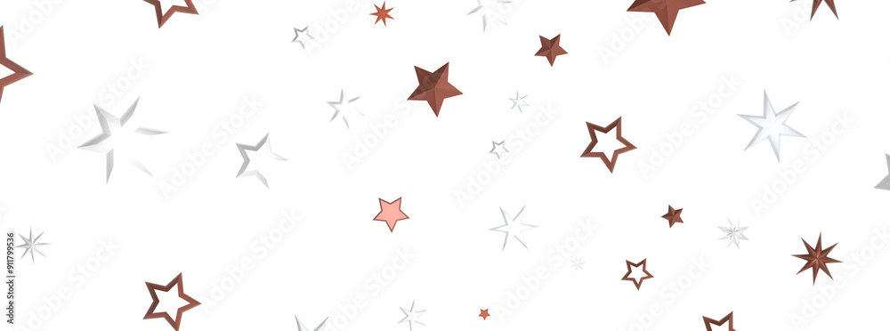 Fototapeta premium Celestial Christmas Symphony: Enthralling 3D Illustration of Falling Holiday Starbursts