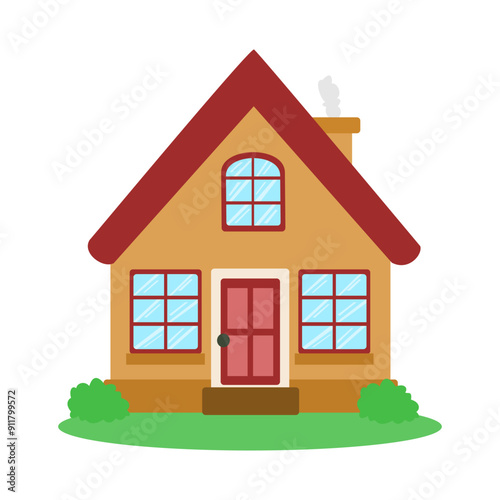 Cute house illustration isolated on white background