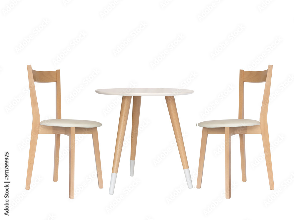 white round table and two chairs isolated on a white background white round table and two chairs isolated on a white background