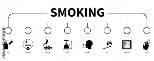 smoking banner web icon vector illustration concept