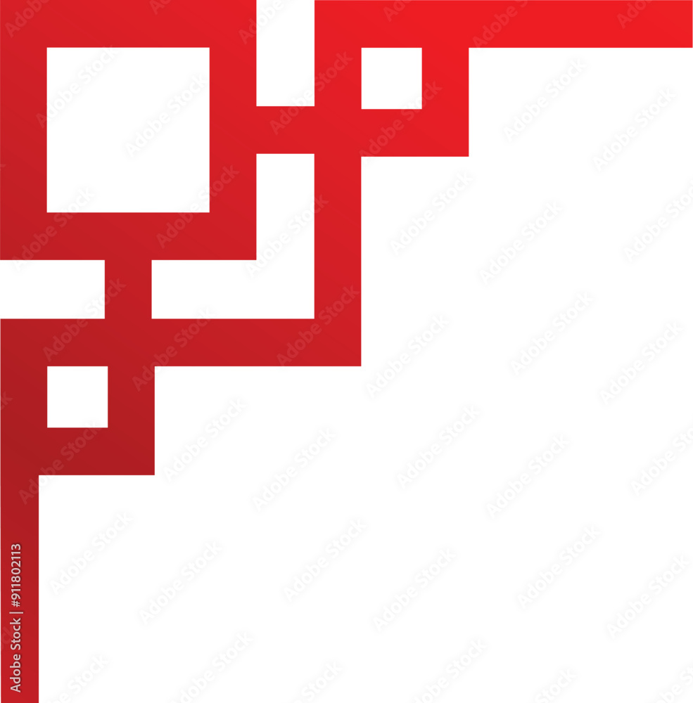 Obraz premium Red geometric shape forming an abstract right corner element