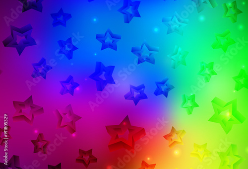 Dark Multicolor vector pattern with christmas stars.