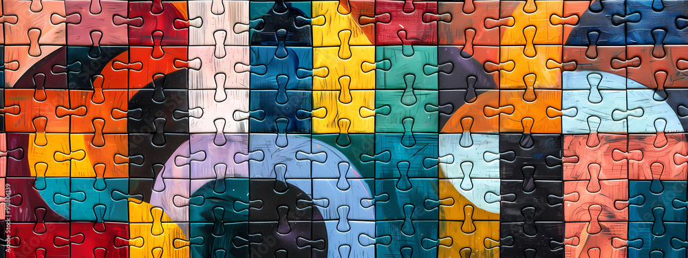Obraz premium Colorful Puzzle Pieces Mosaic