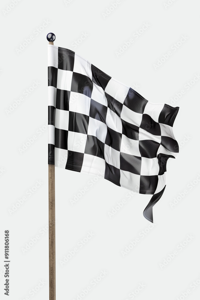 Fototapeta premium Checkered flag isolated on white. High quality photo