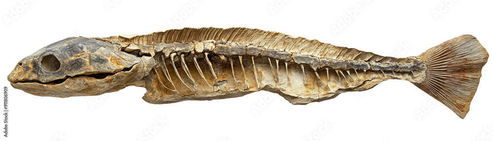 Detailed image of a fish skeleton, showcasing its intricate bone structure and natural textures. Detailed image of a fish skeleton, showcasing its intricate bone structure and natural textures.
