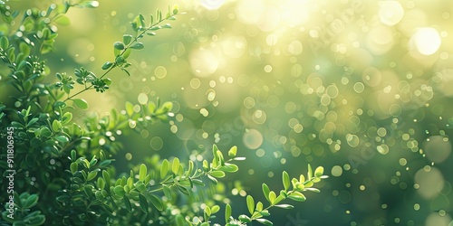 Green leaves and bokeh light.