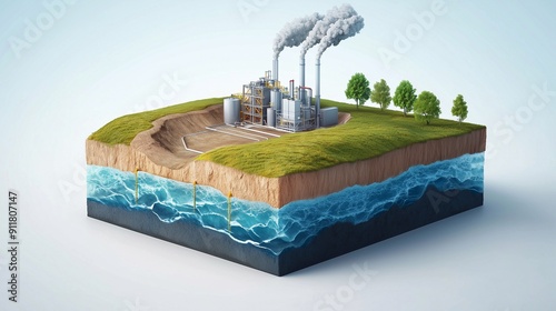 Geothermal energy extraction process, production plant