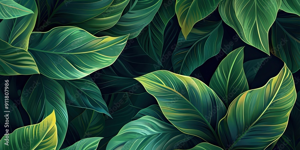 Close up of lush green leaves. Close up of lush green leaves.