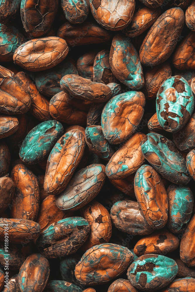 Close-Up of Dried Cocoa Beans A Detailed Texture Background of a Culinary Ingredient Close-Up of Dried Cocoa Beans A Detailed Texture Background of a Culinary Ingredient