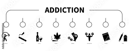 addiction banner web icon vector illustration concept