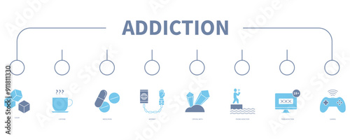 addiction banner web icon vector illustration concept